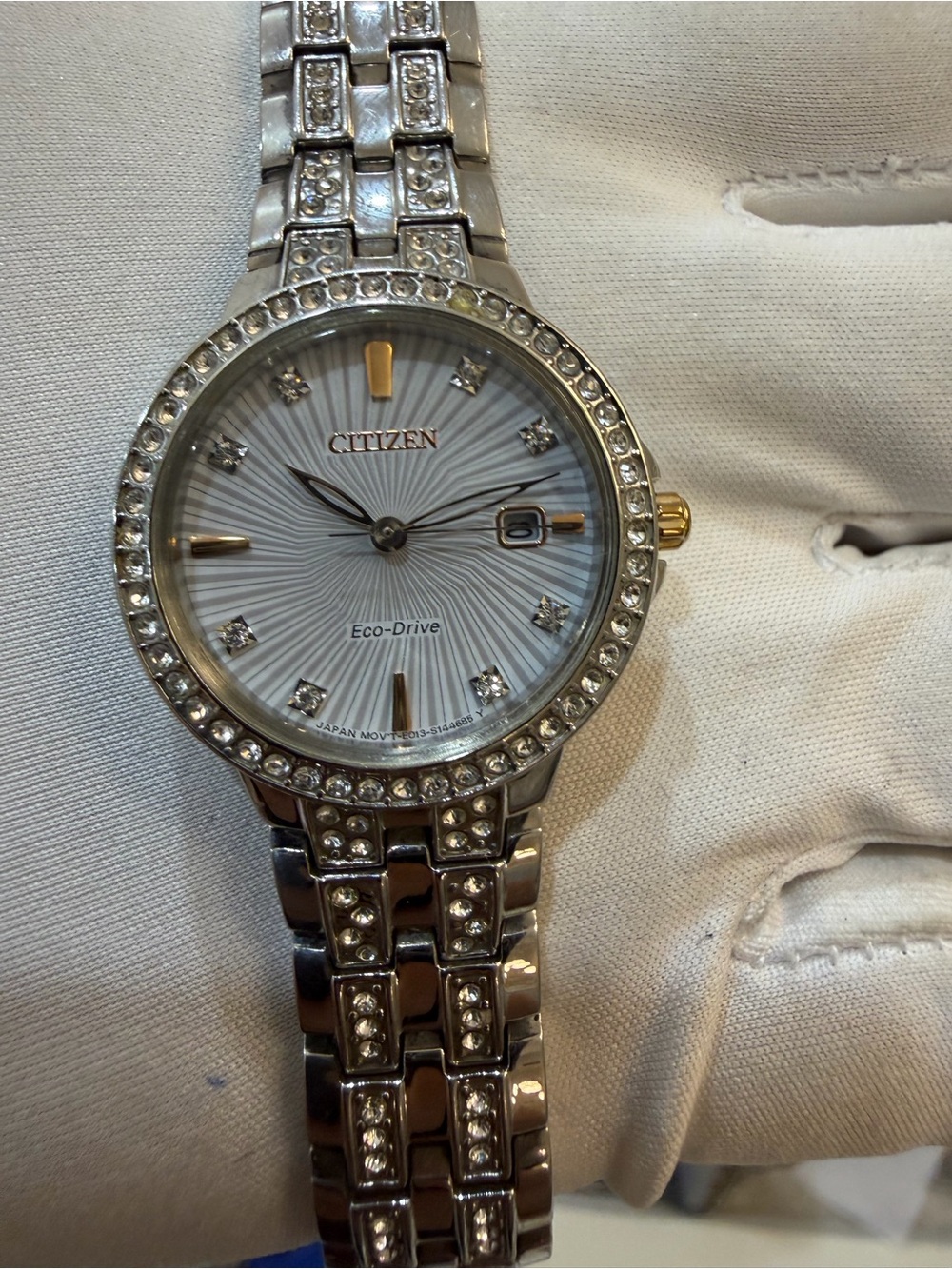 Citizen Women's Eco-Drive Silhouette Crystal Watch EW2340-58A 28mm Silver Dial